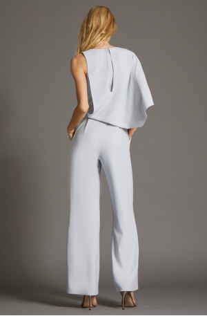 Asymmetric Cape Jumpsuit – Slate Grey