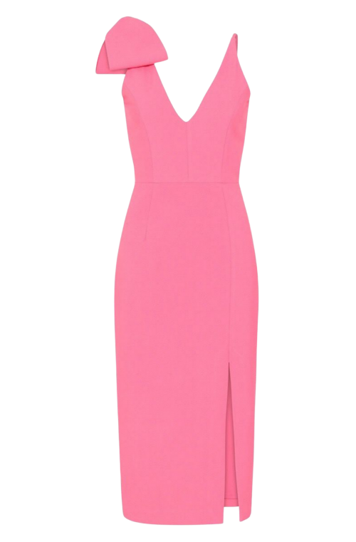 strapless open back dress Rebecca Vallance Maribella Bow Dress in Pink