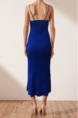 Mia Bias Cowl Midi Dress  Cobalt