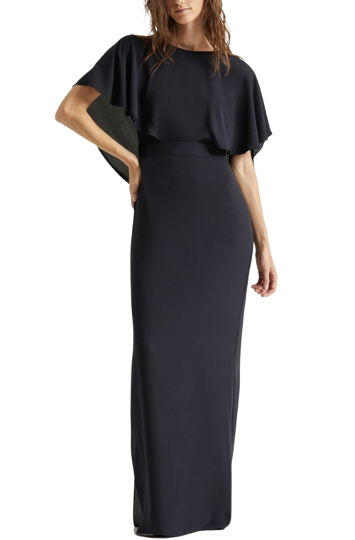 Drape Back Gown  Dark Navy